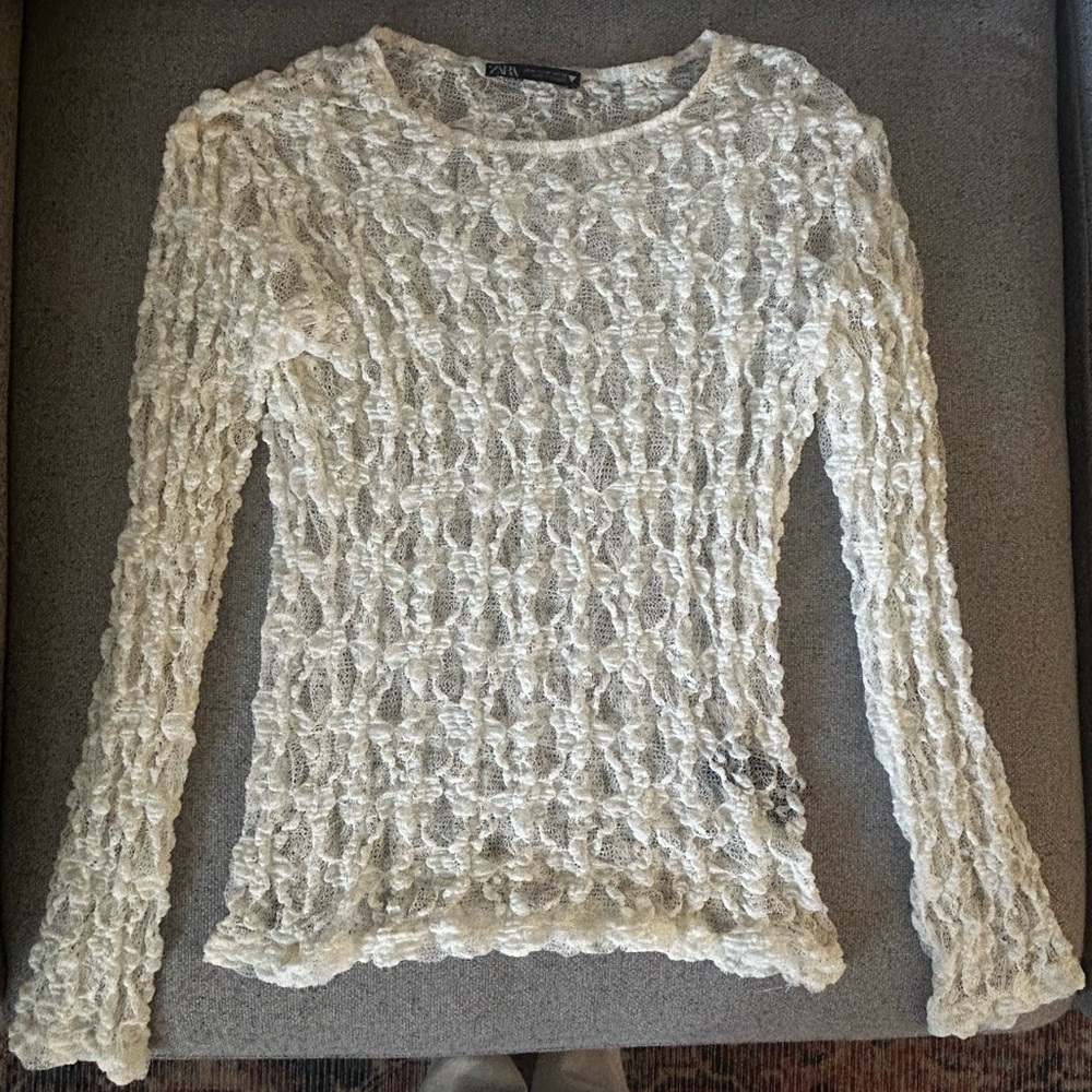 Zara White Lace Top - Size Medium